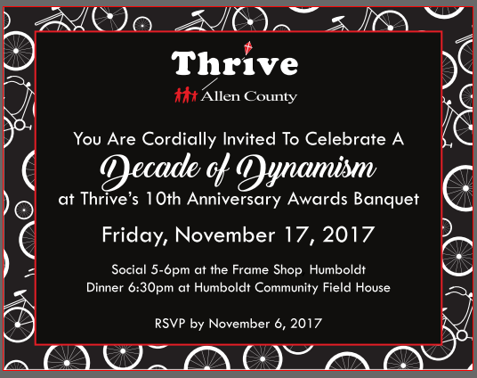 Join us for Thrive’s Annual Awards Banquet on Friday, November 17, 2017